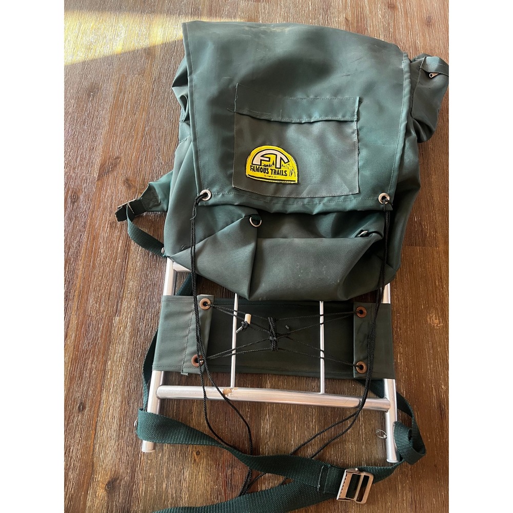 Famous Trails Olympia 611 External Frame Backpack Vintage Green Hiking Pack